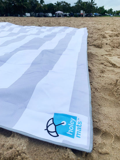 2.47m x 2.47m Cool Grey Beach Mat with hole + Matching Beach Bag
