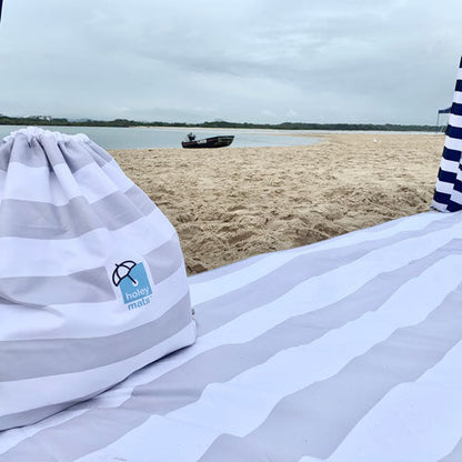 2.47m x 2.47m Cool Grey Beach Mat with hole + Matching Beach Bag
