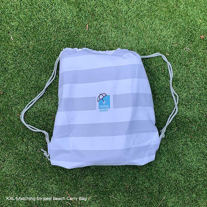 3.3m x 3.3m XXL Cool Grey Striped Beach Mat / Towel with hole + Matching Beach Bag